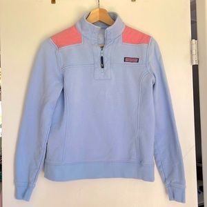 Vineyard Vines Blue Pink Shep Shirt 1/4 Quarter Zip Preppy Sweatshirt XS